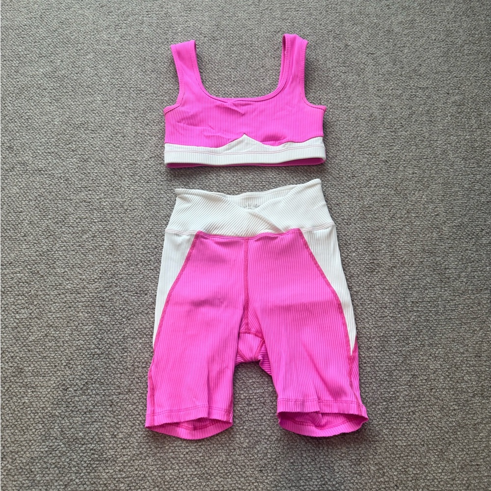Year of Ours Pink Ribbed Activewear Set
